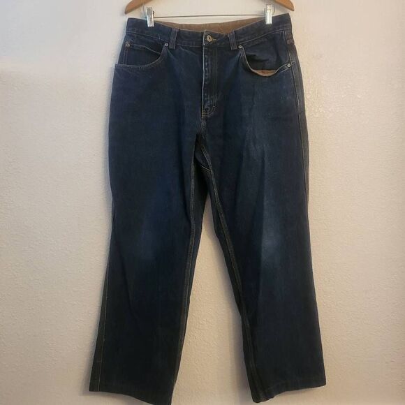 Duluth Trading Co. Men's thick Blue Denim Work Jeans: 34x30 - Picture 2 of 6